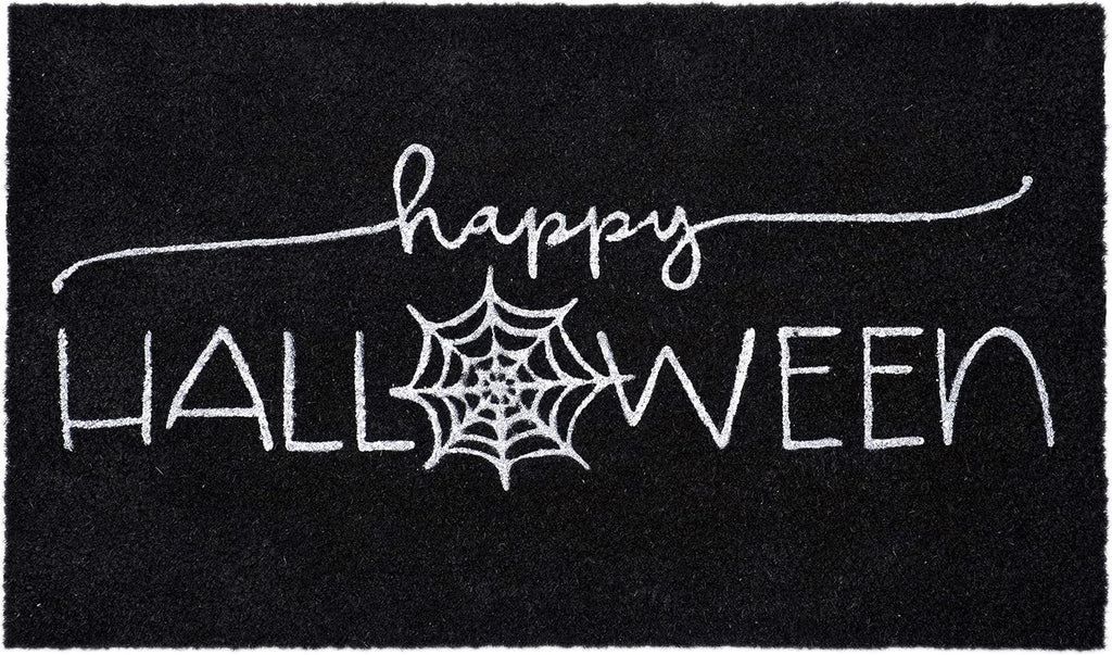 17" X 29" Black And White Halloween Halloween Happy Halloween Outdoor Coir Door Mat-1
