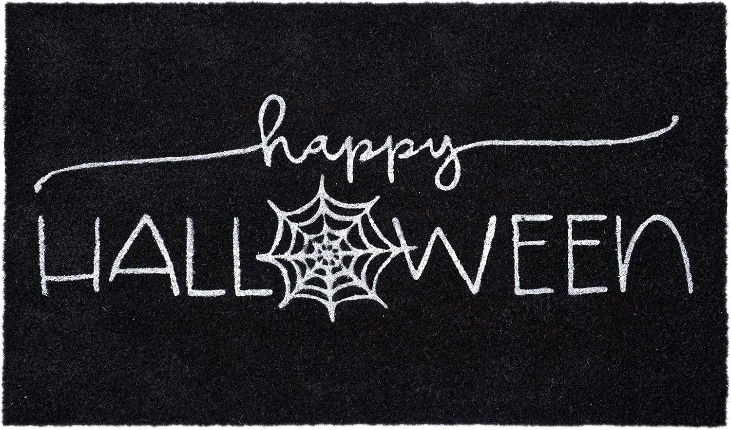 17" X 29" Black And White Halloween Halloween Happy Halloween Outdoor Coir Door Mat-1