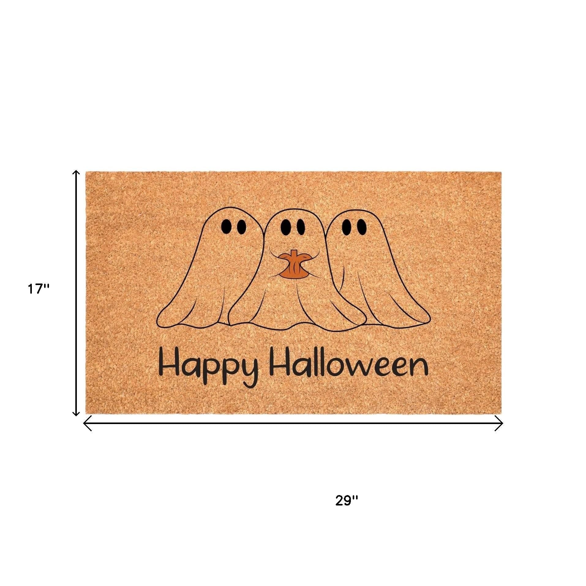 17" X 29" Black And Natural Halloween Halloween Happy Halloween Outdoor Coir Door Mat-3