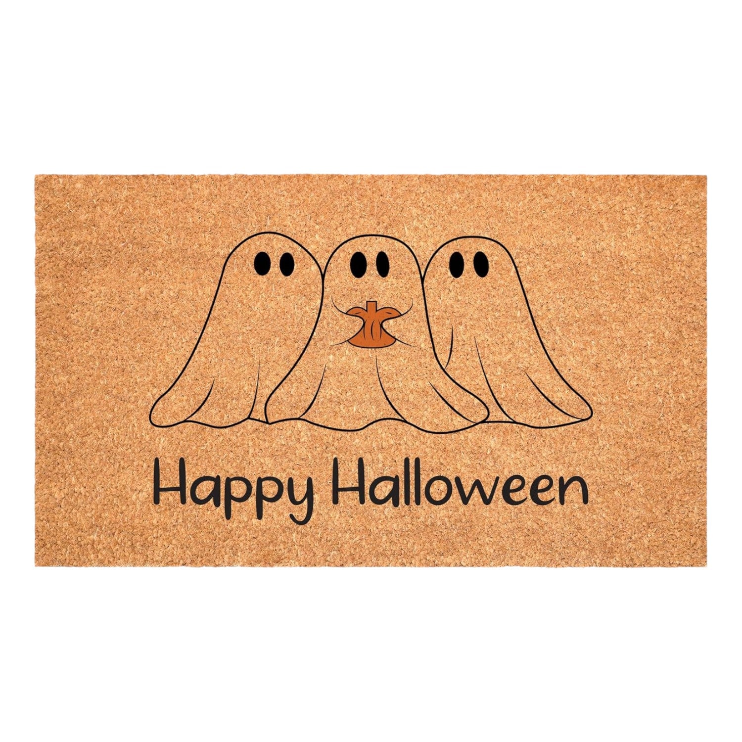 17" X 29" Black And Natural Halloween Halloween Happy Halloween Outdoor Coir Door Mat-1