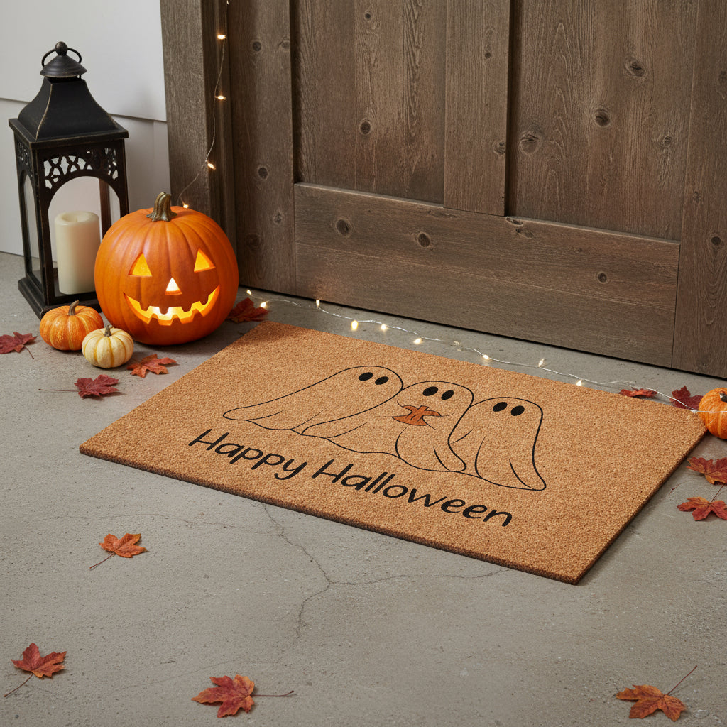 17" X 29" Black And Natural Halloween Halloween Happy Halloween Outdoor Coir Door Mat-0