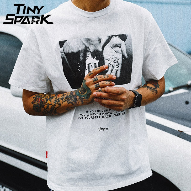 Men Hip Hop T Shirt Streetwear Angry Dog Print Harajuku