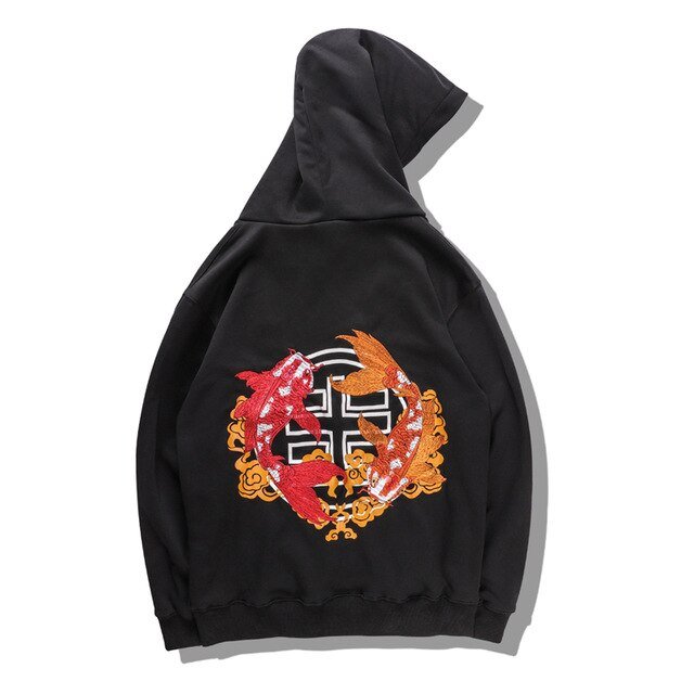 Chinese Style Top Men Carp Koi Embroidered