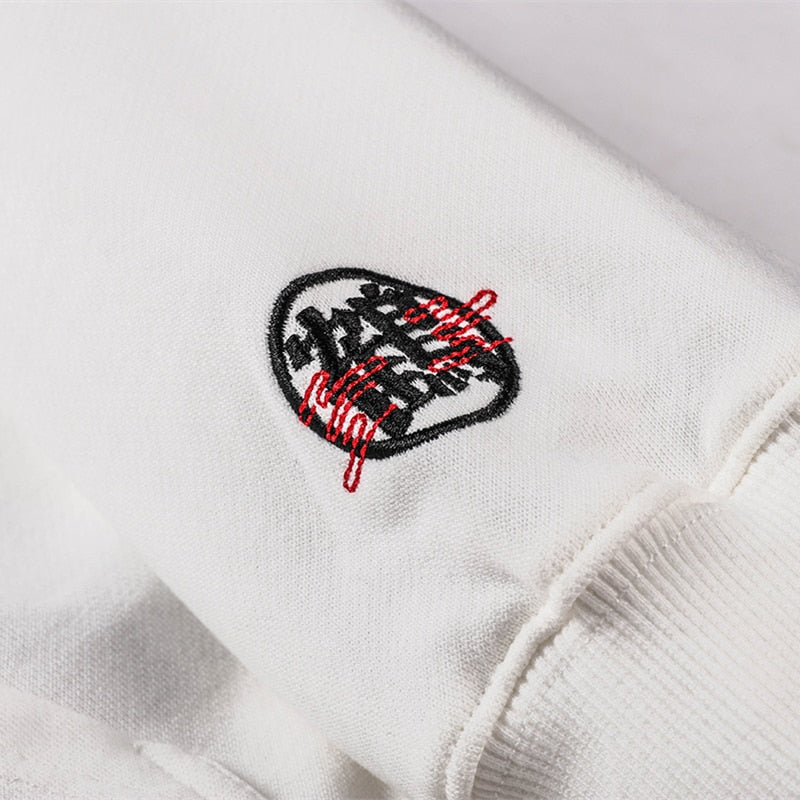 Japanese Crane Bird Embroidered Pullover