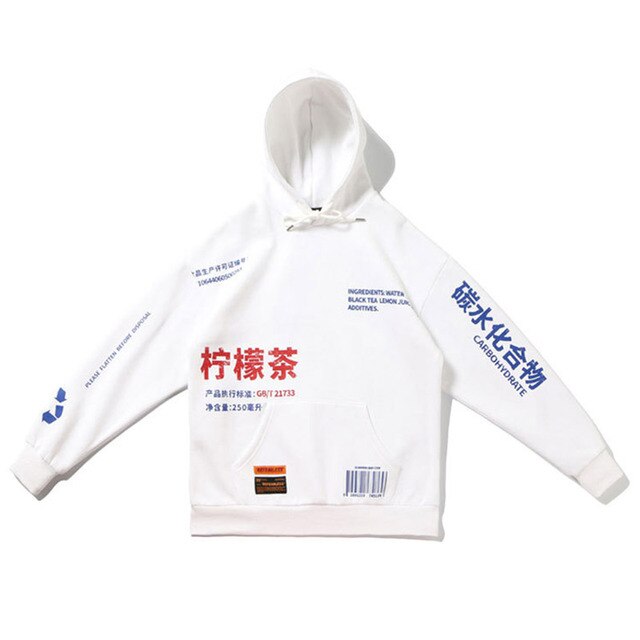Hoodies Men Chinese Printed Hooded Thick Pullover