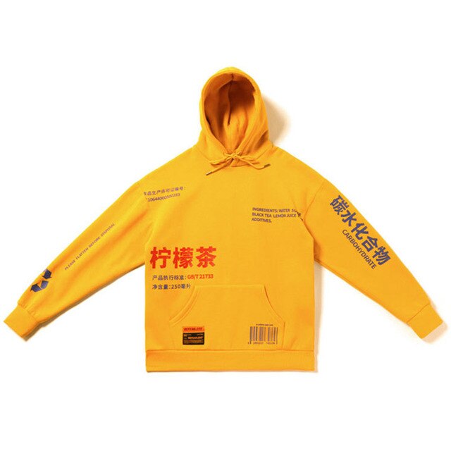Hoodies Men Chinese Printed Hooded Thick Pullover
