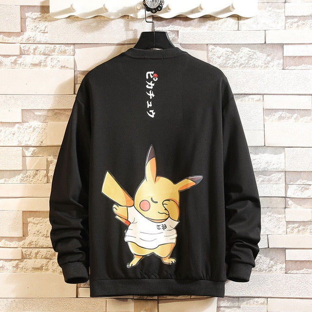 5XL Anime Hoodies Men Black Hooded Japanese