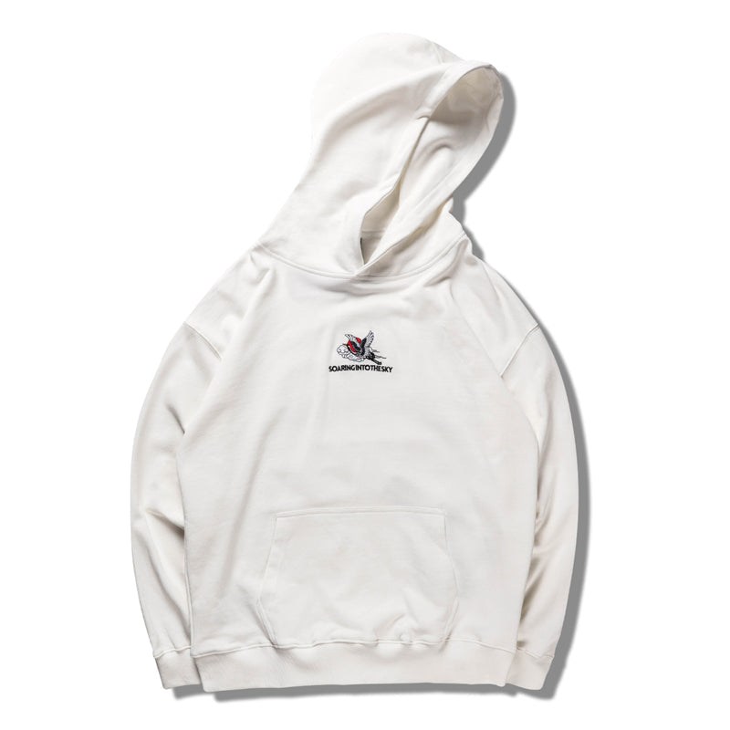 Japanese Crane Bird Embroidered Pullover