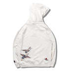 Japanese Crane Bird Embroidered Pullover