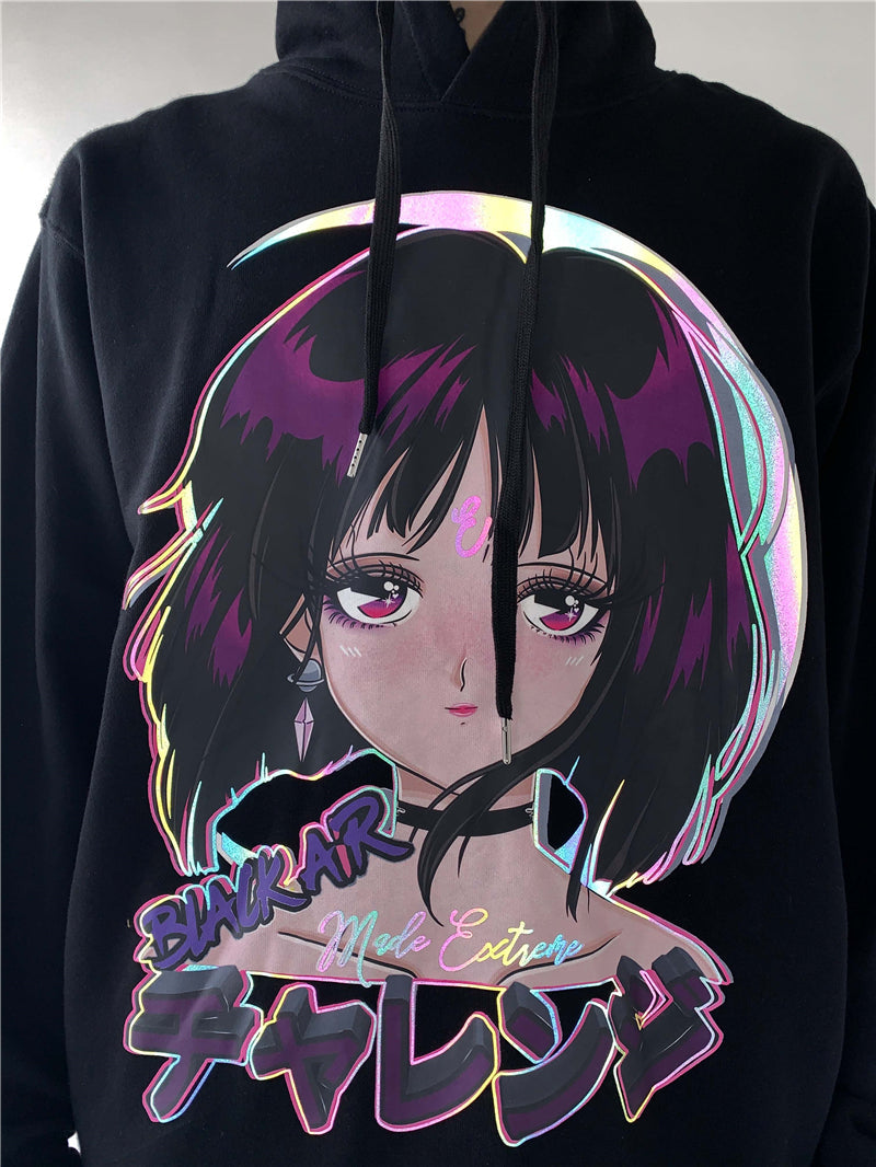 Reflective Anime Hooded Sweatshirts Hoodie